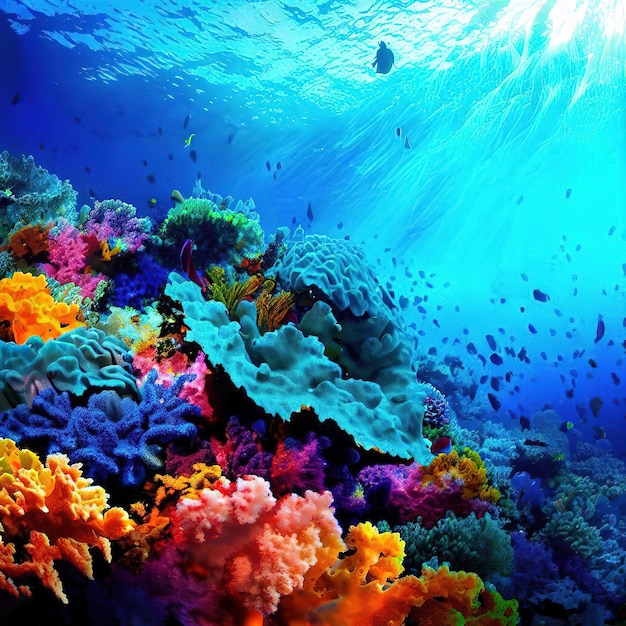 Great Barrier Reef unter Wasser Welt Fisch unter Seegras Korallenriffe bunte Korallen