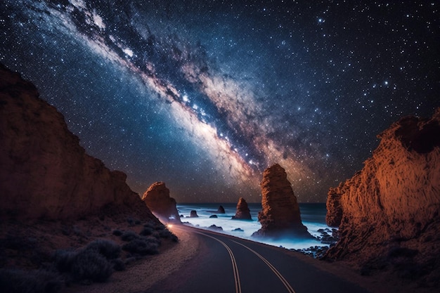 Great Ocean Road bei Nacht mit Blick auf die Milchstraße