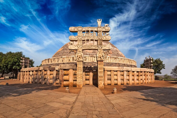 Foto great stupa. sanchi, madhya pradesh, índia