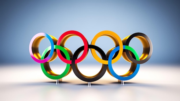Grecia Atenas noviembre 2023 3D Símbolo de los Juegos Olímpicos aislado sobre fondo blanco
