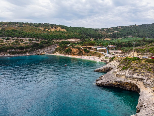 Grecia. Isla de Leucada. Vista superior de la costa del mar Jónico