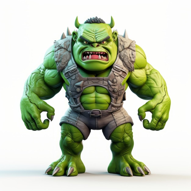 Green 3d Hulk Edgy Caricature Style Monster Superheroe (Superhéroe de los monstruos en el estilo de las caricaturas de Hulk)