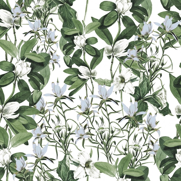 Foto green botanical decorative padrão sem costura repetindo fundo tileable papel de parede impressão.
