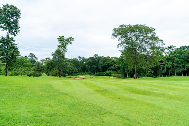 Green con bunkers de arena en campo de golf