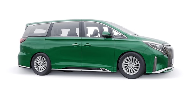 Green Minivan family city car Premium Business Car 3D ilustración