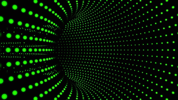 Green Neon SciFi Tunnel Diseño Abstracto Geométrico con Profundidad y Efecto Glowing en 3D