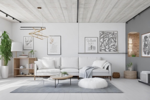 Green Oasis Minimalist Loft Design da sala de estar