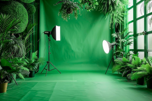 Foto green screen magic, impresionantes fondos de estudio fotográfico para creadores de contenido creativo