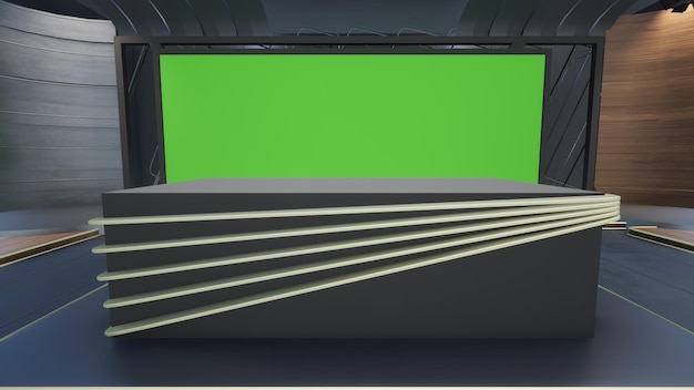 Green Screen Studio 2267_3D Virtual TV Studio News_Studio Background