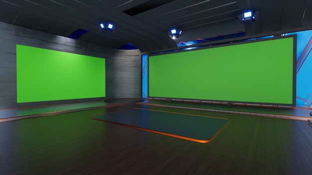 Green Screen Studio 2267_3D Virtual TV Studio News_Studio Background