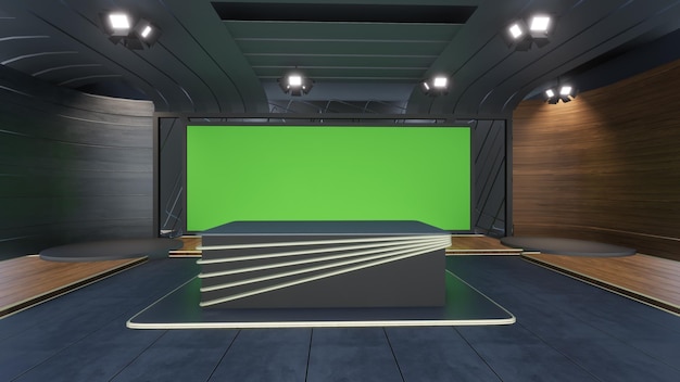 Green Screen Studio 2267_3D Virtual TV Studio Noticias_Fondo de estudio