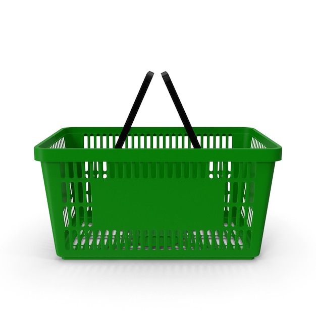 Green Shopping Basket Retail Grocery and Merchandise Display white background