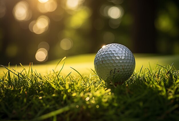 Greenside Serenity Golf Club y pelota descansando sobre una exuberante hierba
