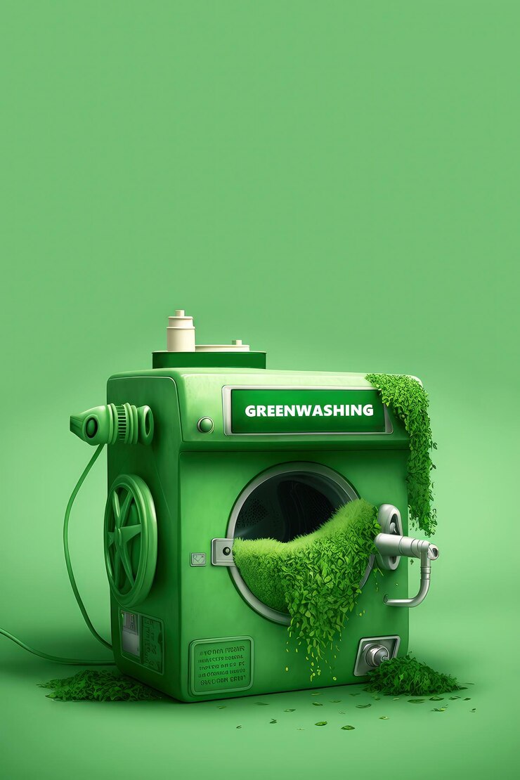 Foto greenwashing- oder green-shine-konzept mit kopierbereich auf vertikalem hintergrund generative ki