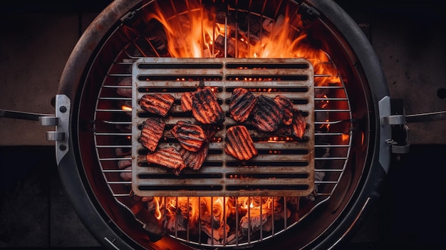 Grelha de churrasco com um delicioso bife.