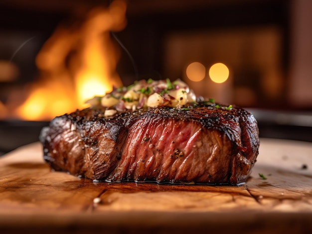 Grelhando um delicioso bife de churrasco de verão