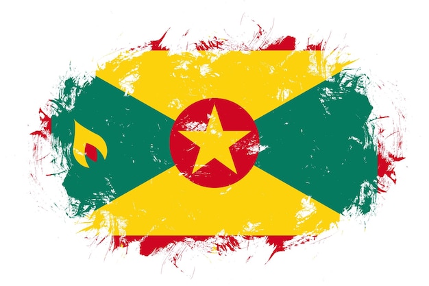 Grenada-Flagge auf abstraktem Strichbürstenhintergrund