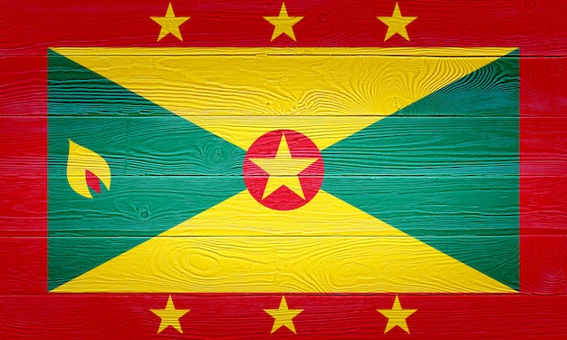 Grenada Flagge gemalt auf Holzbrettern