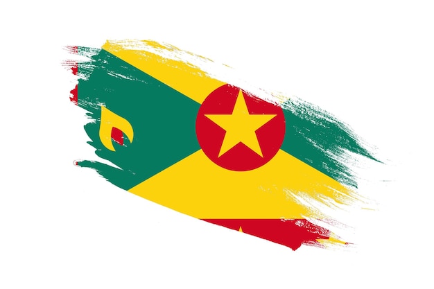 Grenada-Flagge mit Pinselstricheffekten auf isoliertem weißem Hintergrund