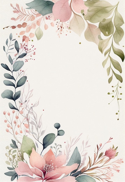 Foto grenze aquarell rosenblumen hintergrund mit platz für text hochzeitsdesign generative ai