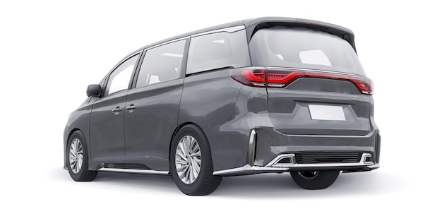 Grey Minivan family city car Premium Business Car 3D ilustración