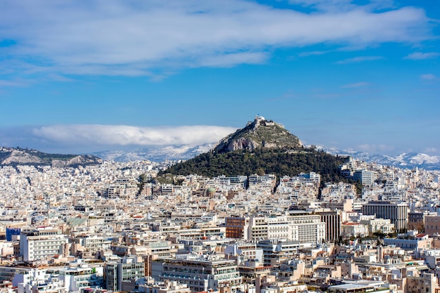 Griechenland Athen am Morgen Blick auf die Stadt und das Stadtbild von Lycabitus