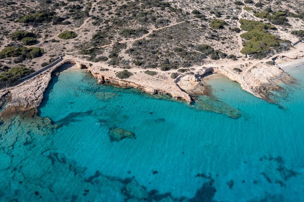 Griechenland Koufonisi Insel Sandstrand Luftaufnahme mit Drohne