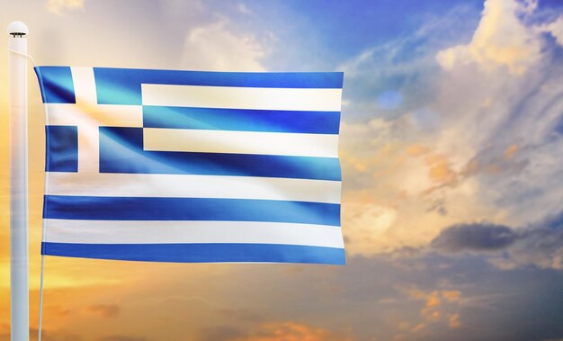 Griechenland-Landesflagge, lokalisierte wehende Flagge 3d,