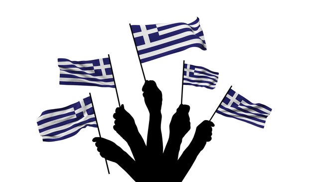 Griechische Nationalflagge, die d-Rendering geschwenkt wird