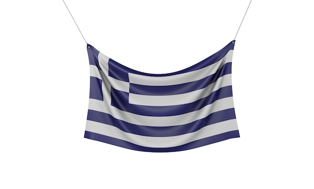 Griechische Nationalflagge hängendes Stoffbanner d-Rendering