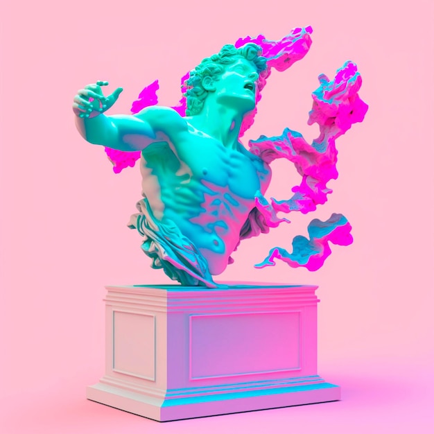 Foto griechische skulptur im vaporwave-stil 3d