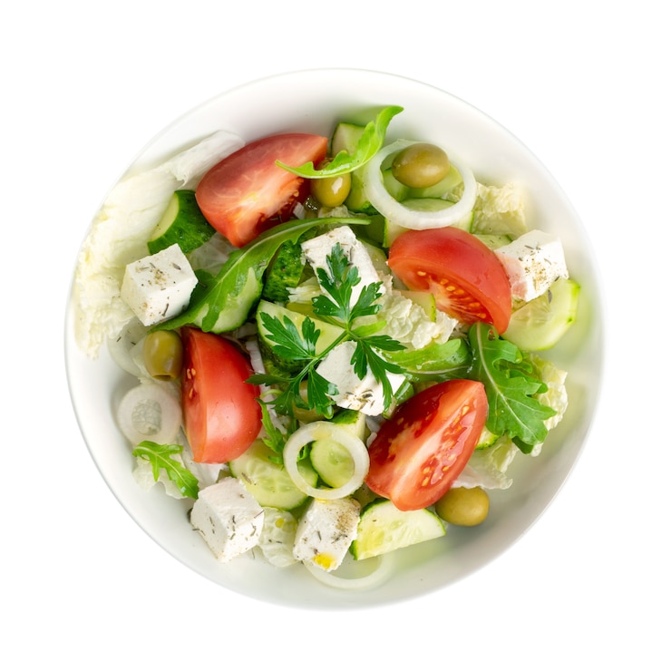 Foto griechischer salat oder horiatiki draufsicht