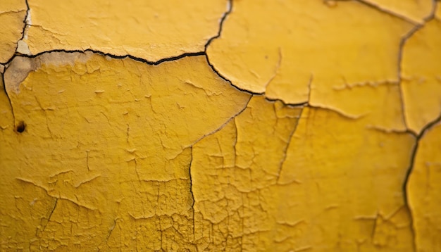 Grietas en un fondo de textura de pared amarilla