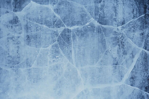 grietas de textura de hielo baikal, fondo abstracto hielo de invierno azul transparente