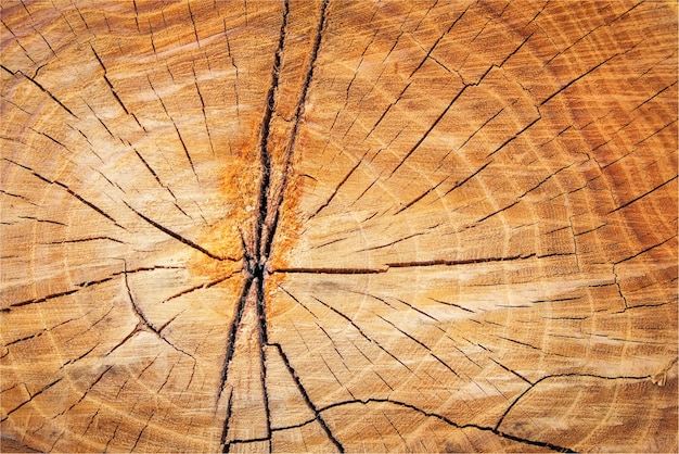 Grietas en el tocón de un árbol, textura de madera