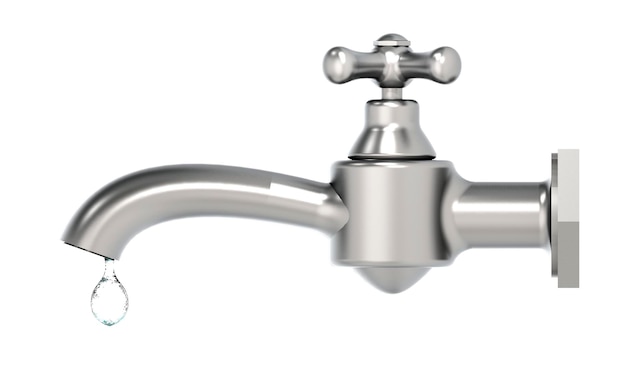 Grifo de agua aislado sobre fondo blanco.