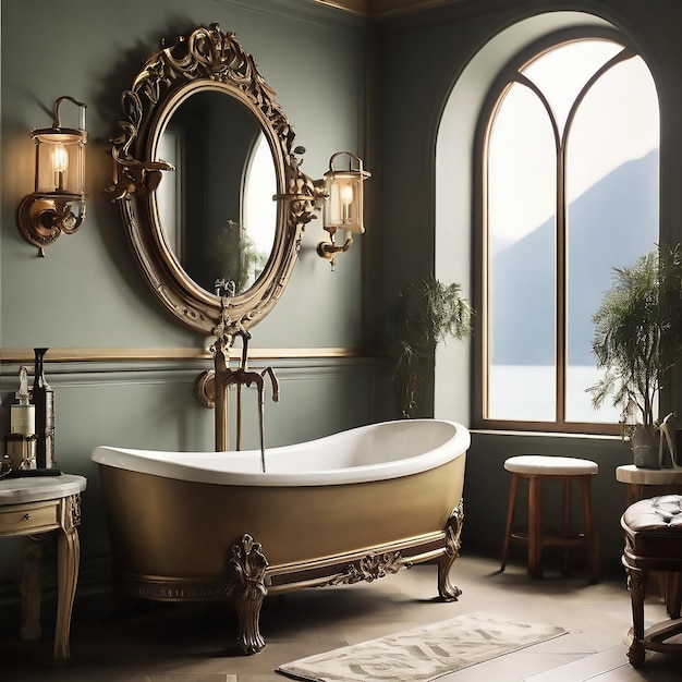 Un grifo de lujo en un baño vintage