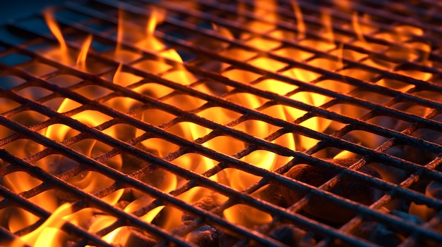 Grill-Hintergrund auf heißem Feuer