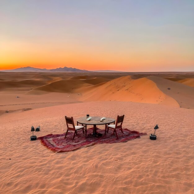 Foto grill in der wüste mit erstaunlichem wüstenabenteuer
