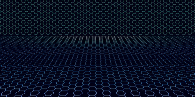 Grilla de neón de estilo vapor de los años 80 con horizonte oscuro campo eléctrico retro ilustración 3D