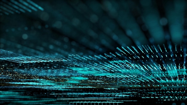Grilla de partículas de matriz futurista en el fondo del ciberespacio