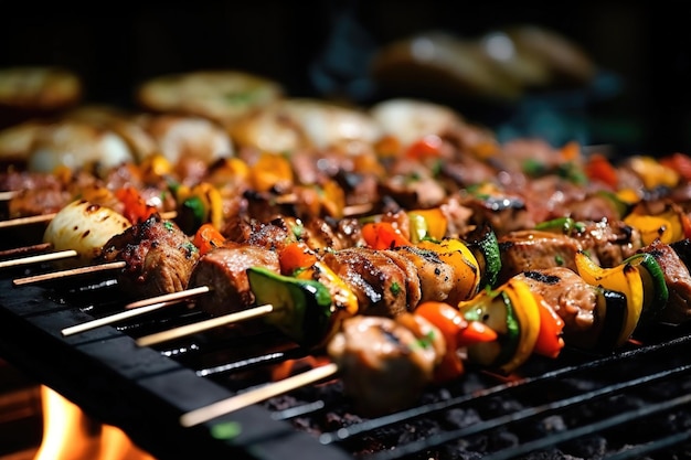 Grillbarbecue oder BBQ mit Kebab