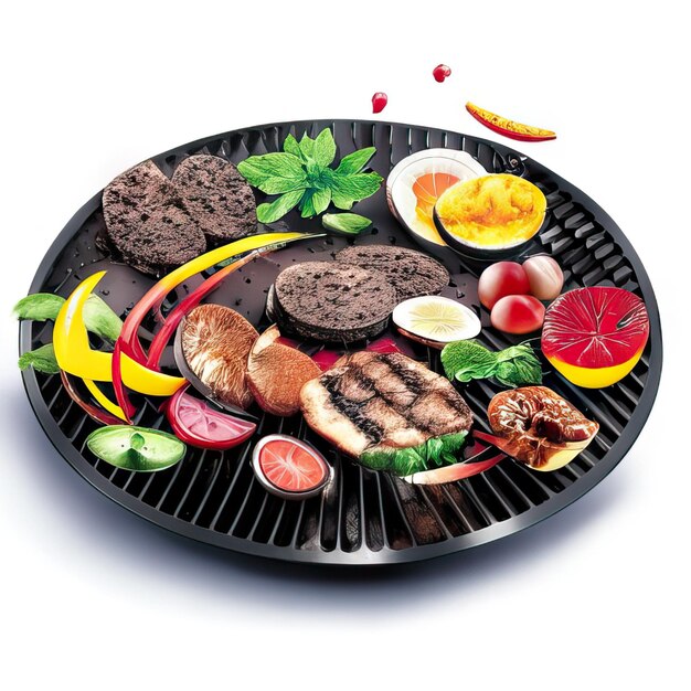 Foto grillgericht mit fleisch und gemüse