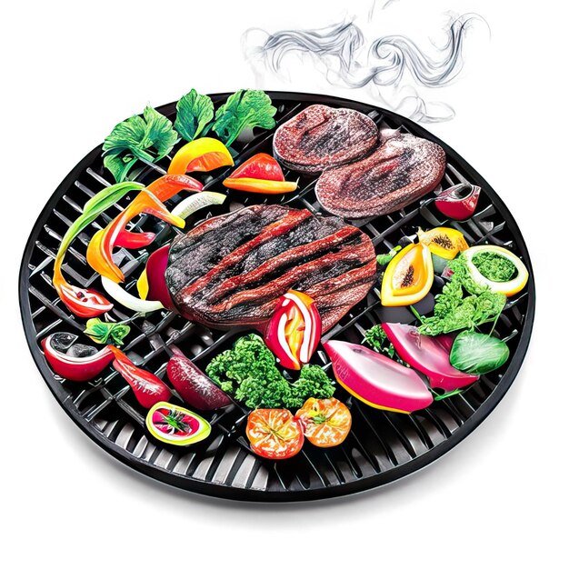 Foto grillgericht mit fleisch und gemüse