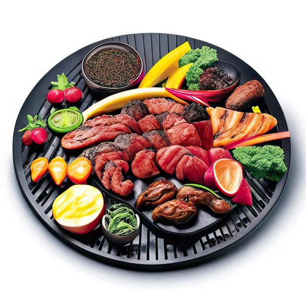 Foto grillgericht mit fleisch und gemüse