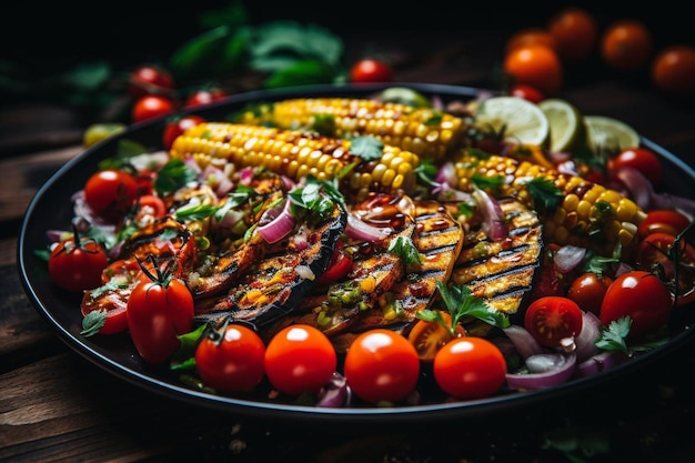 Grillmais und Tomatensalat