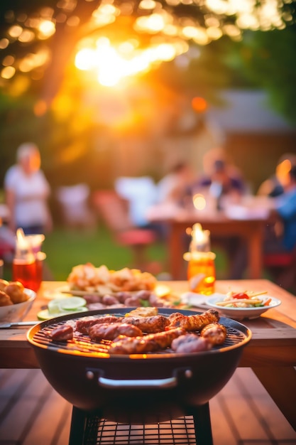 Foto grillparty im freien von generative ai