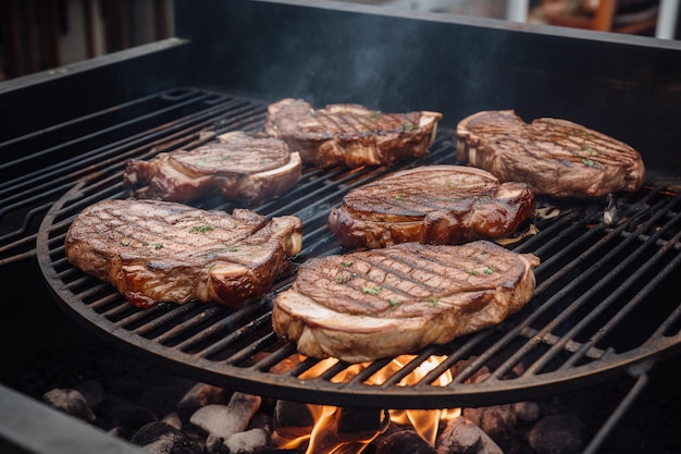 Grillsteak auf Grillparty Rinderfleisch auf einem Grill generativer ai