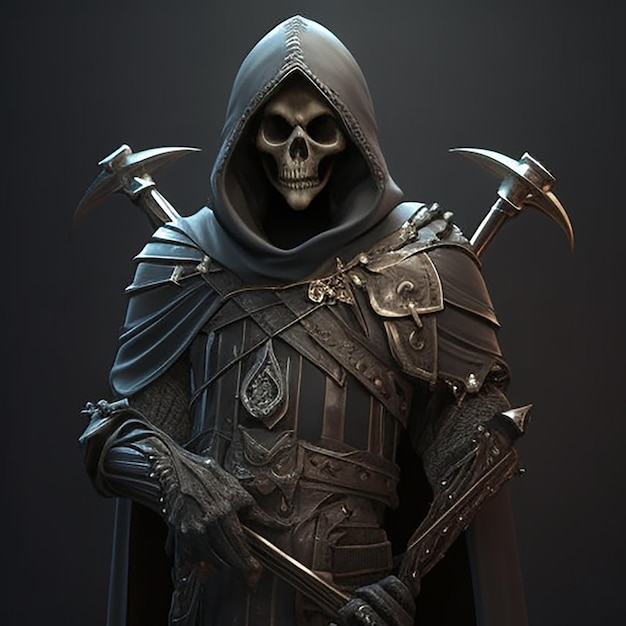 Foto grim reaper mit ritterkleidung