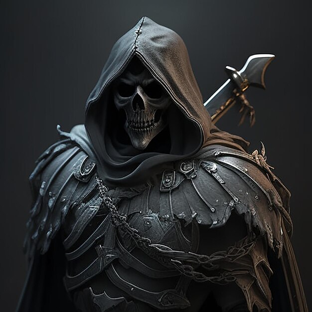 Foto grim reaper mit ritterkleidung